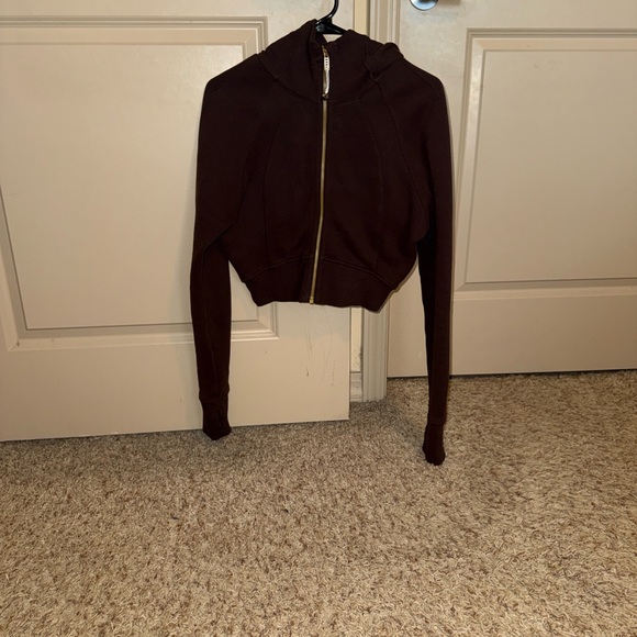 Authentic Lululemon Scuba Zip-Up cropped Hoodie espresso. - Picture 3 of 11